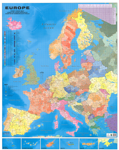 Spediční nástěnná mapa PSČ Evropy EX3650 – 2. jakost