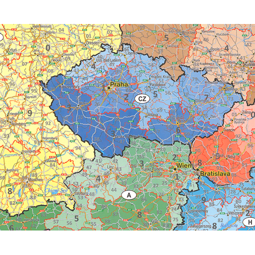 Spediční nástěnná mapa PSČ Evropy EX3650 – 2. jakost