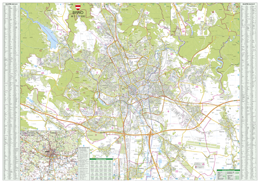 Nástěnná mapa Brno velká - 2.jakost