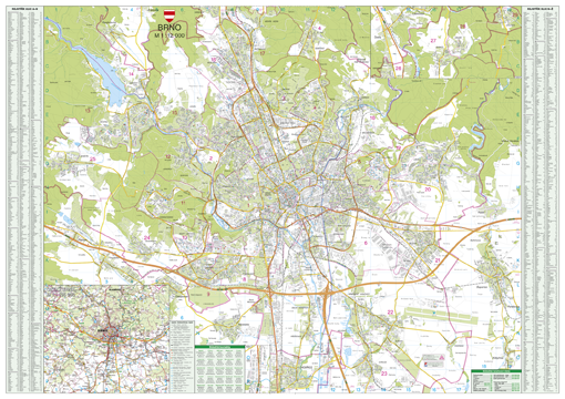 Nástěnná mapa Brno velká – 2. jakost