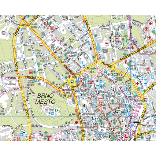 Nástěnná mapa Brno velká – 2. jakost