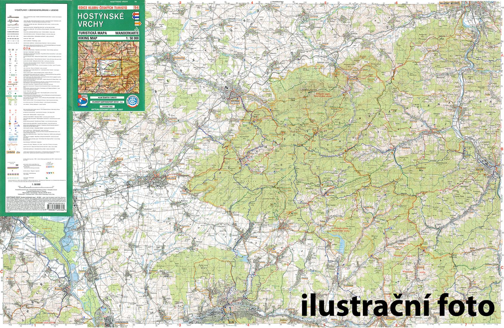 Nástěnná mapa Hostýnské vrchy - turistická (94)