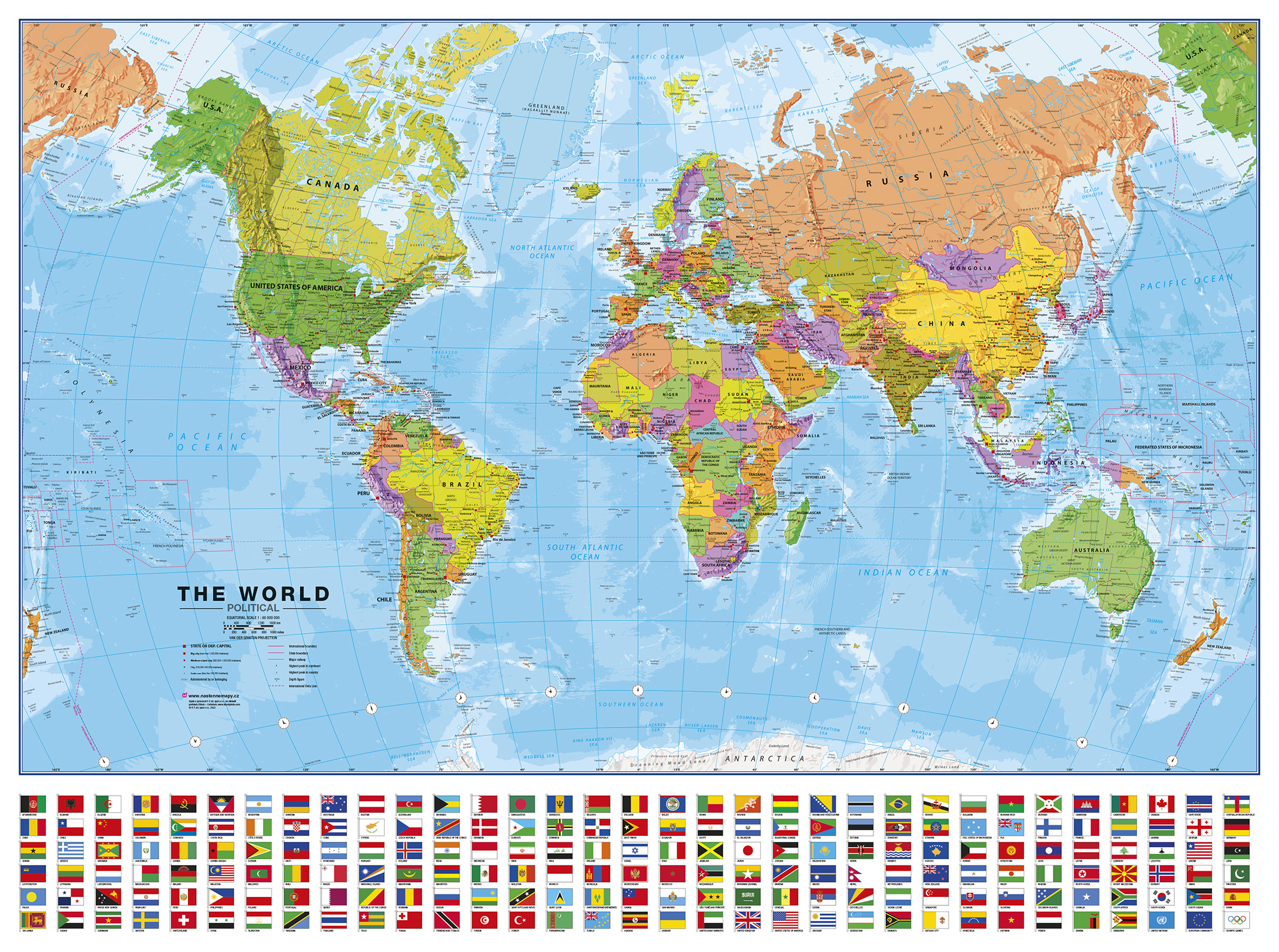 Podložka na stůl – mapa Svět politický s vlajkami (PF)