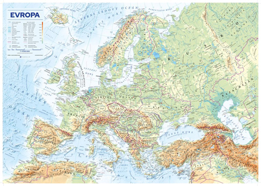 Zeměpisná nástěnná mapa Evropy v češtině EX4500 – 2.jakost