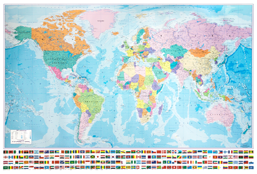 Politická nástěnná mapa světa v češtině EX15 - 2.jakost