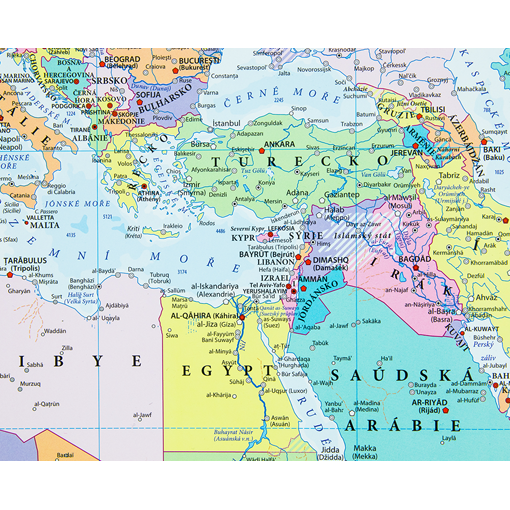 Politická nástěnná mapa světa v češtině EX15 – 2. jakost