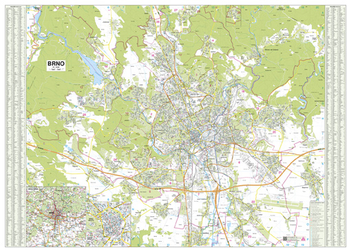Nástěnná mapa Brno - 2.jakost
