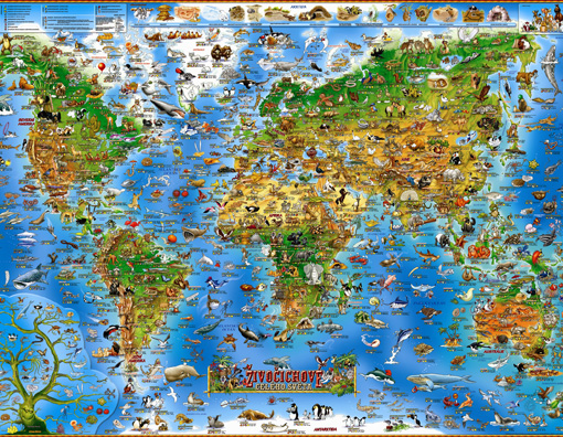 Dětská nástěnná mapa Živočichové světa SL – 2. jakost