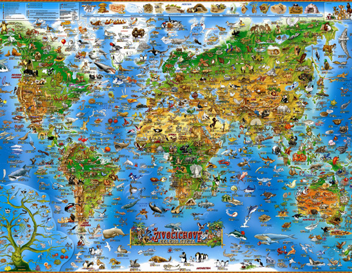 Dětská nástěnná mapa Živočichové světa SL – 2. jakost

