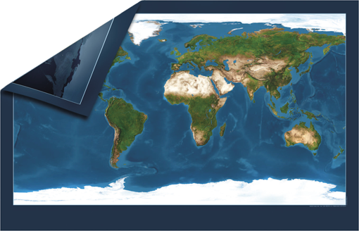 Satelitní nástěnná mapa světa oboustranná – 2. jakost