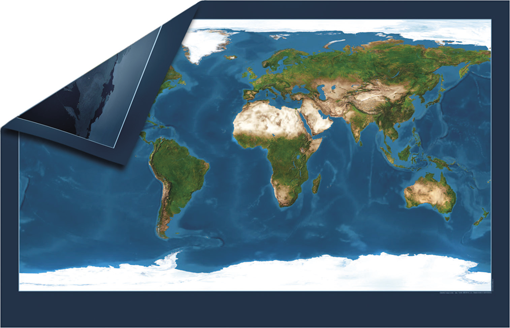 Satelitní nástěnná mapa světa oboustranná - 2.jakost