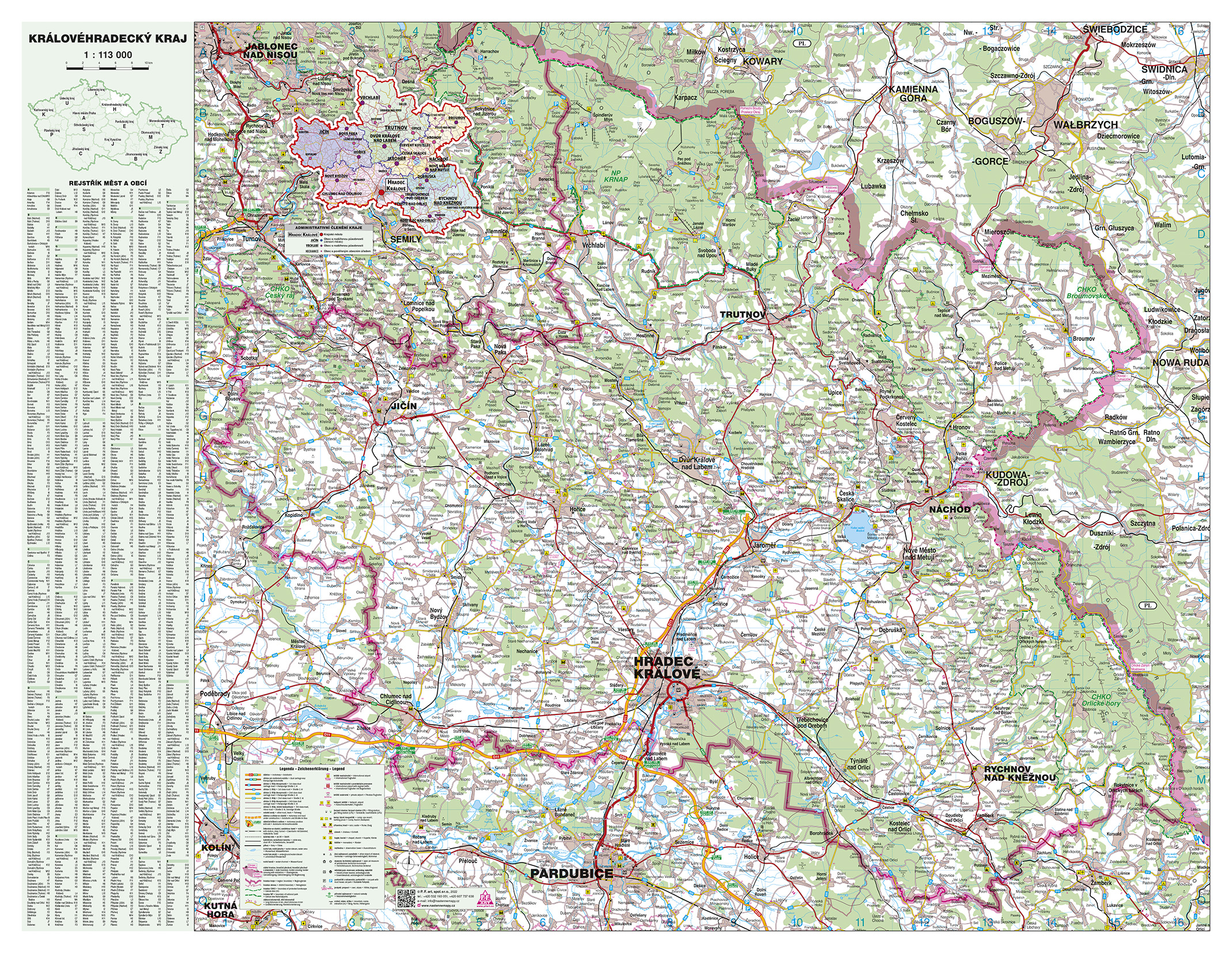 Nástěnná mapa Královéhradecký kraj (PF)