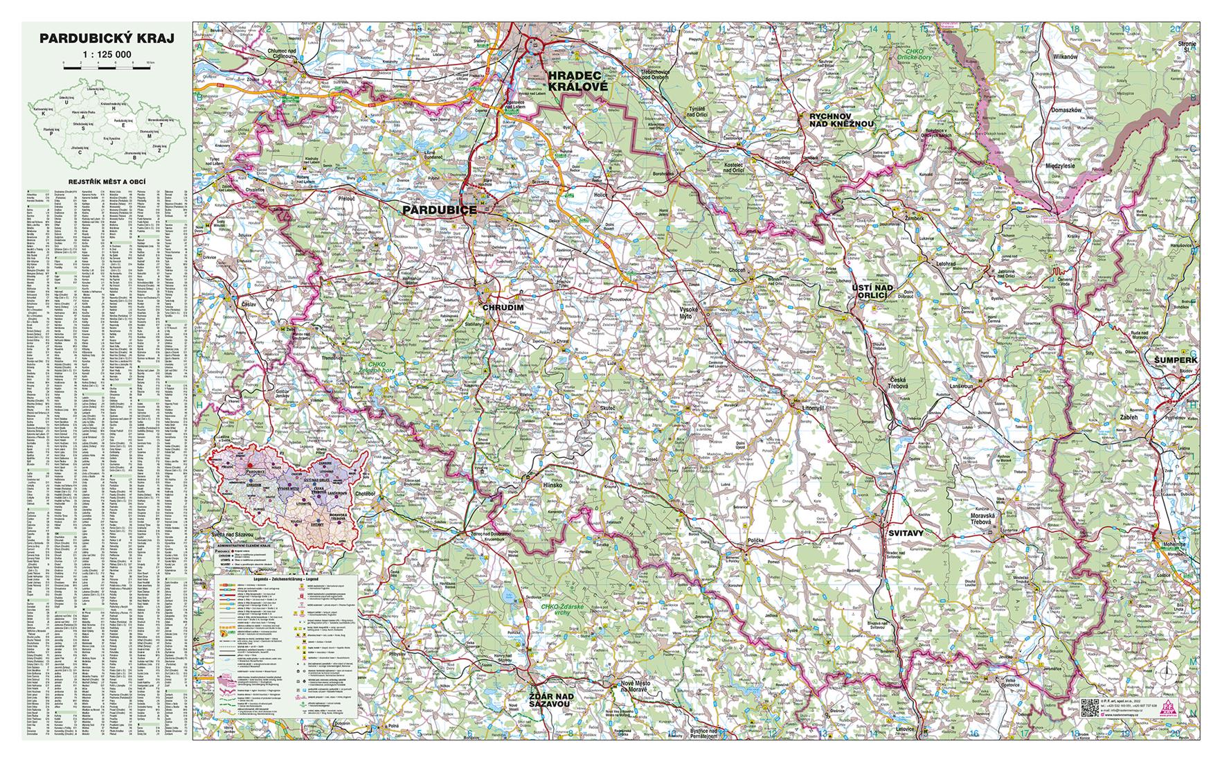 Nástěnná mapa Pardubický kraj (PF)