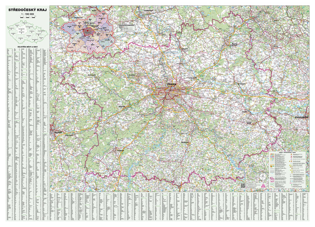 Nástěnná mapa Středočeský kraj (PF)