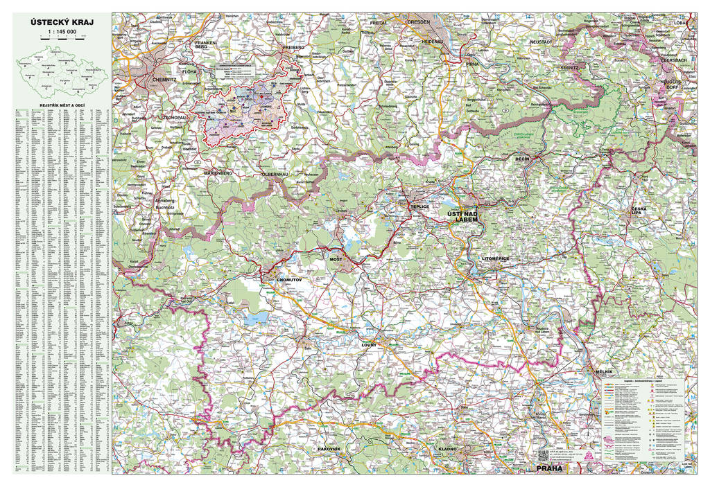 Nástěnná mapa Ústecký kraj (PF)