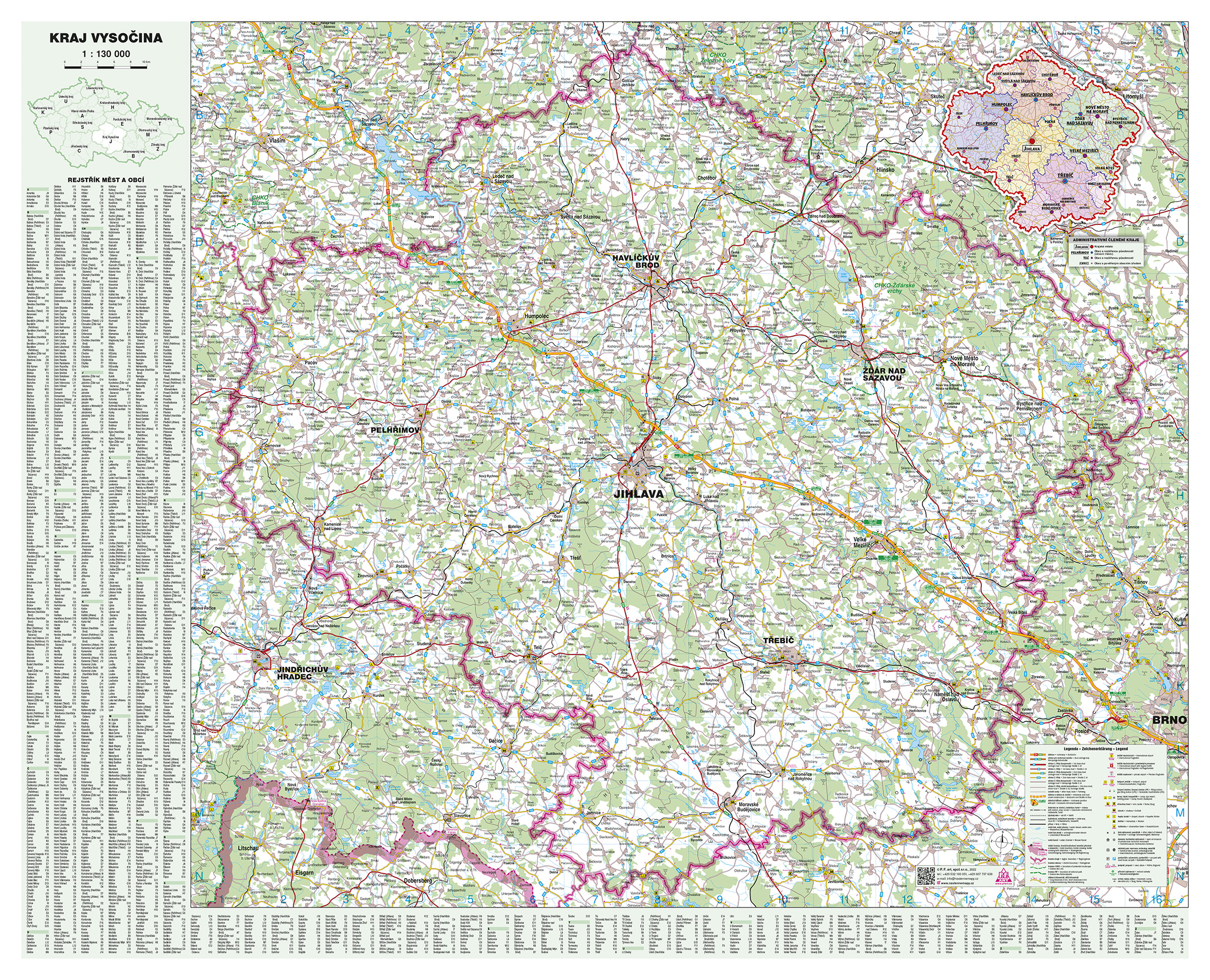 Nástěnná mapa Kraj Vysočina (PF)