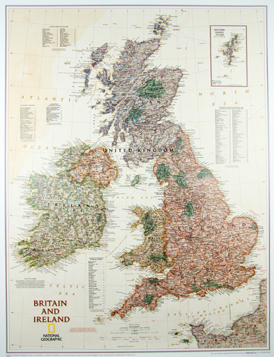 Nástěnná mapa Británie a Irska NG
