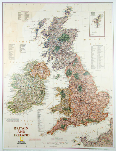 Nástěnná mapa Británie a Irska NG
