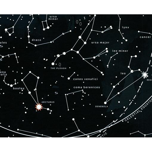 Nástěnná mapa hvězd a souhvězdí fosforeskující v noci