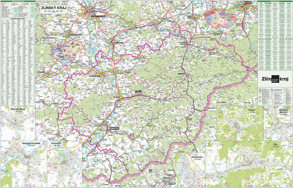 Nástěnná mapa Zlínský kraj PF100