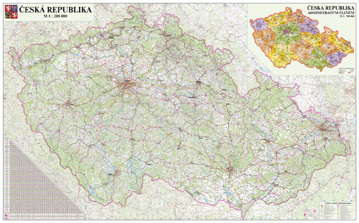 Silniční nástěnná mapa ČR PF200 - 2.jakost
