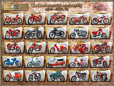 Poster Československé motocykly; výběr – Jawa, ČZ