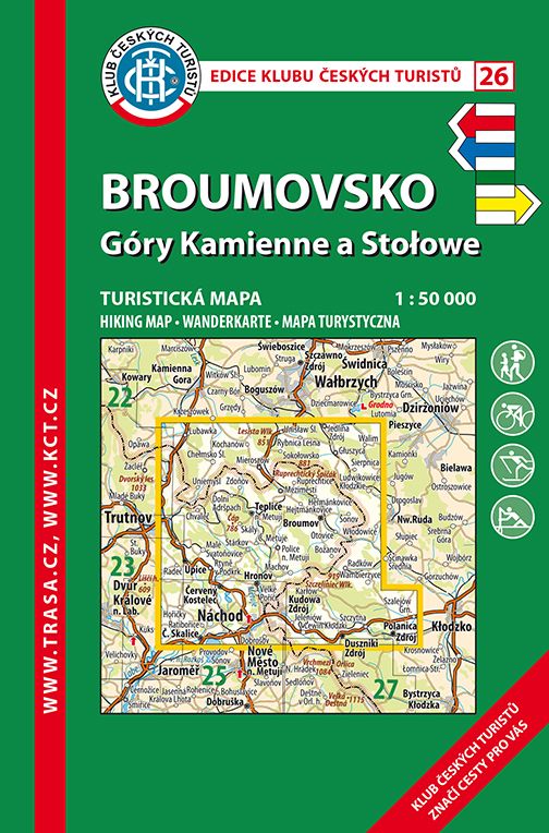 Nástěnná mapa Broumovsko, Góry Kamienne a Stolowe - turistická (26) – 2. jakost