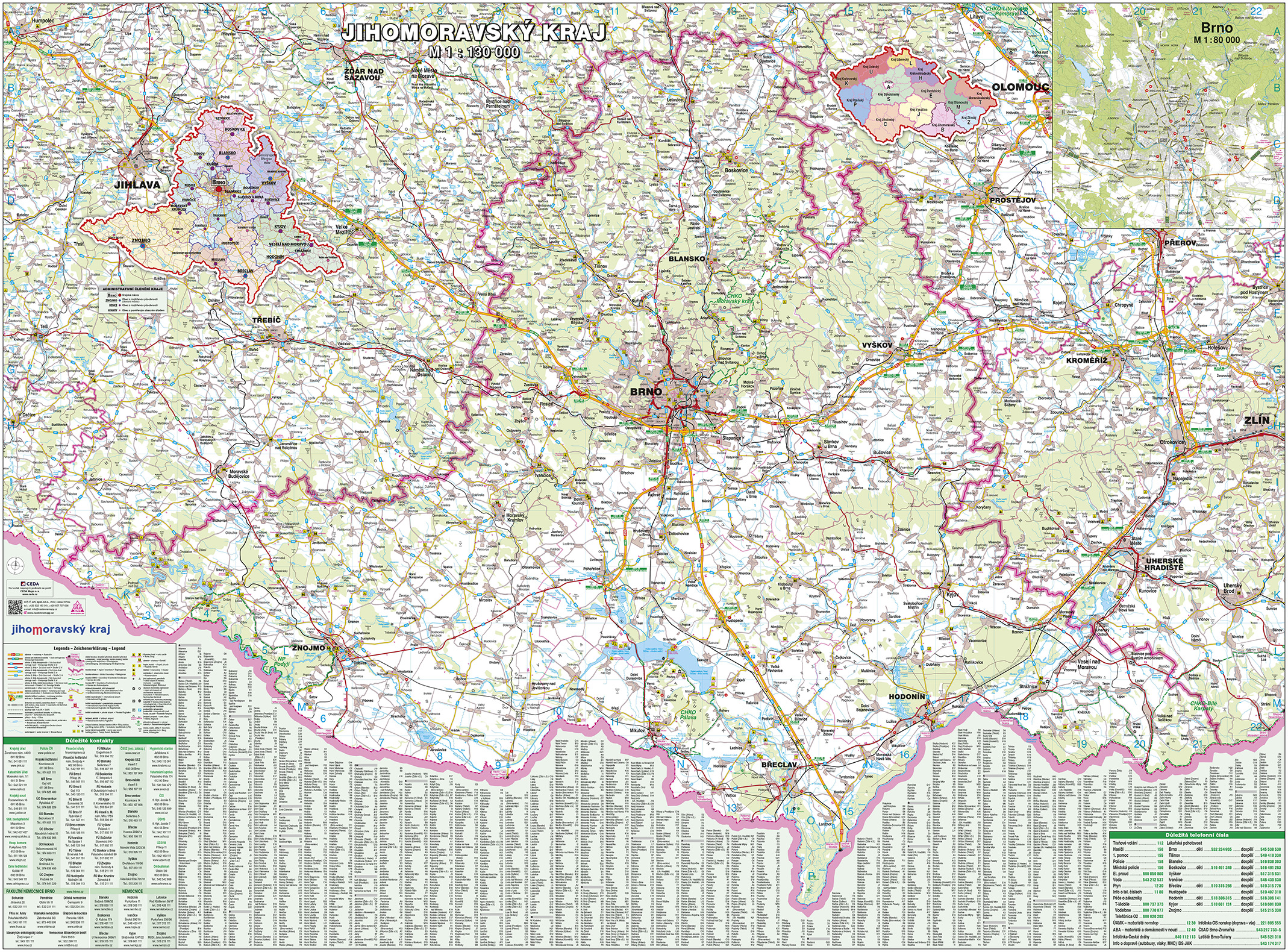Nástěnná mapa Jihomoravský kraj PF130

