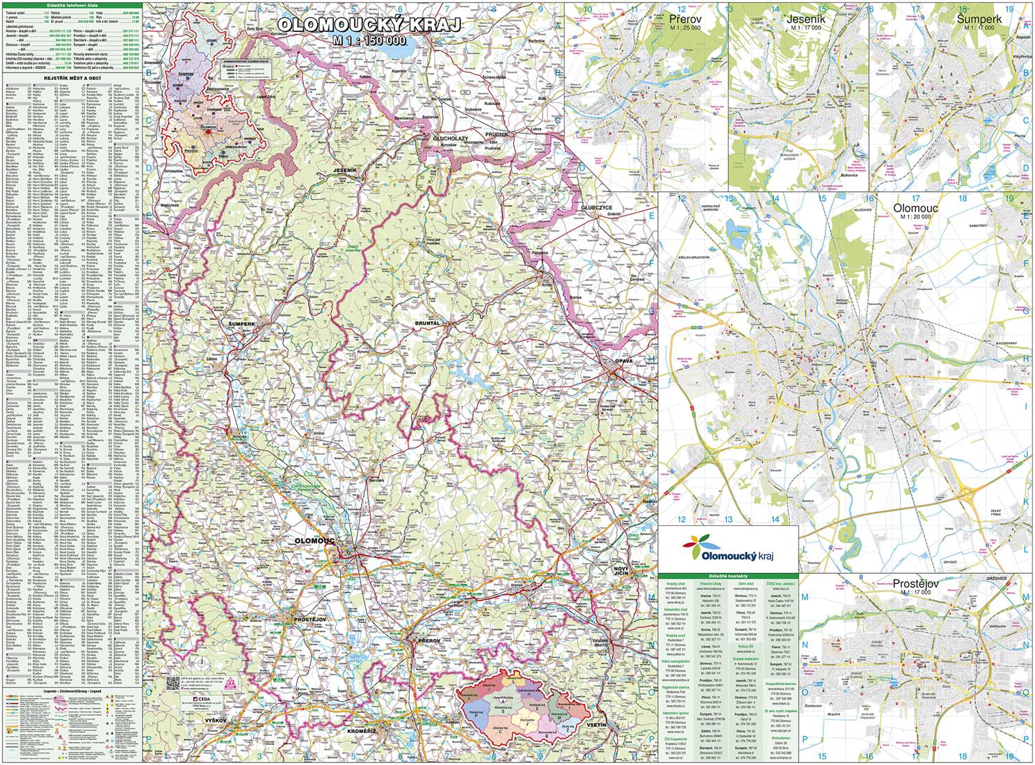 Nástěnná mapa Olomoucký kraj PF150