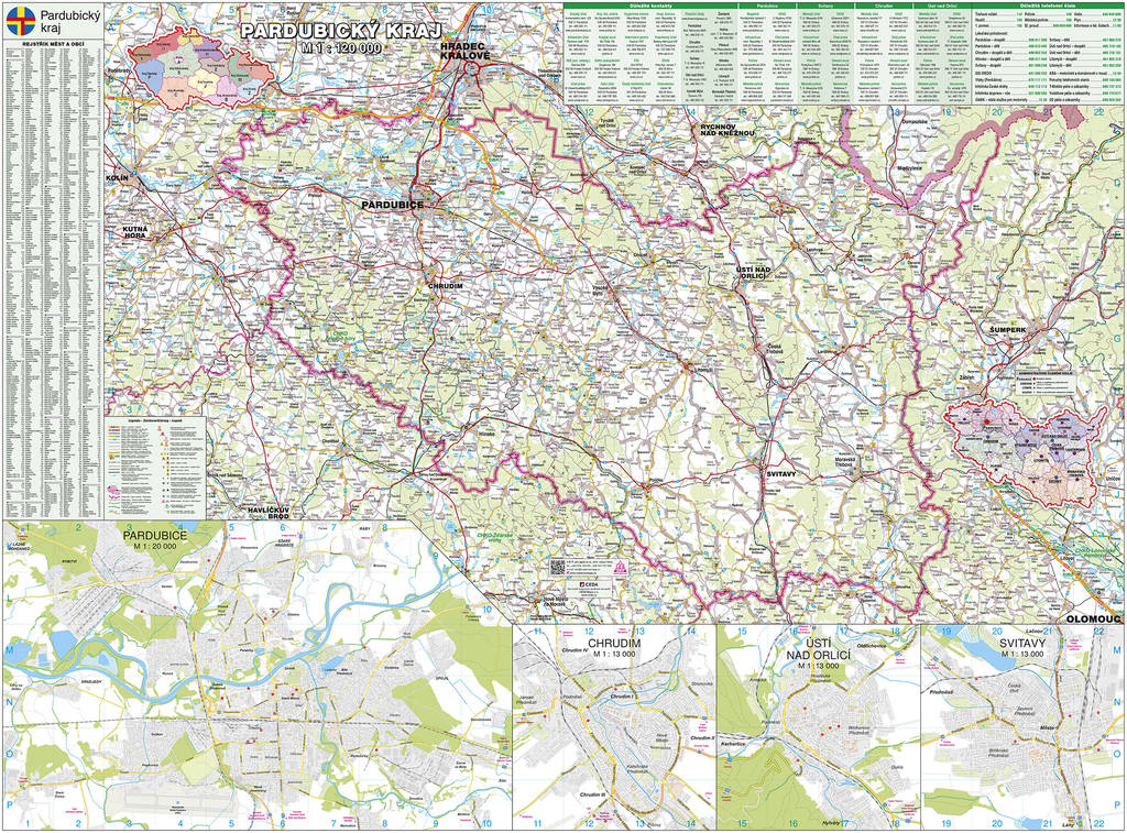 Nástěnná mapa Pardubický kraj PF120