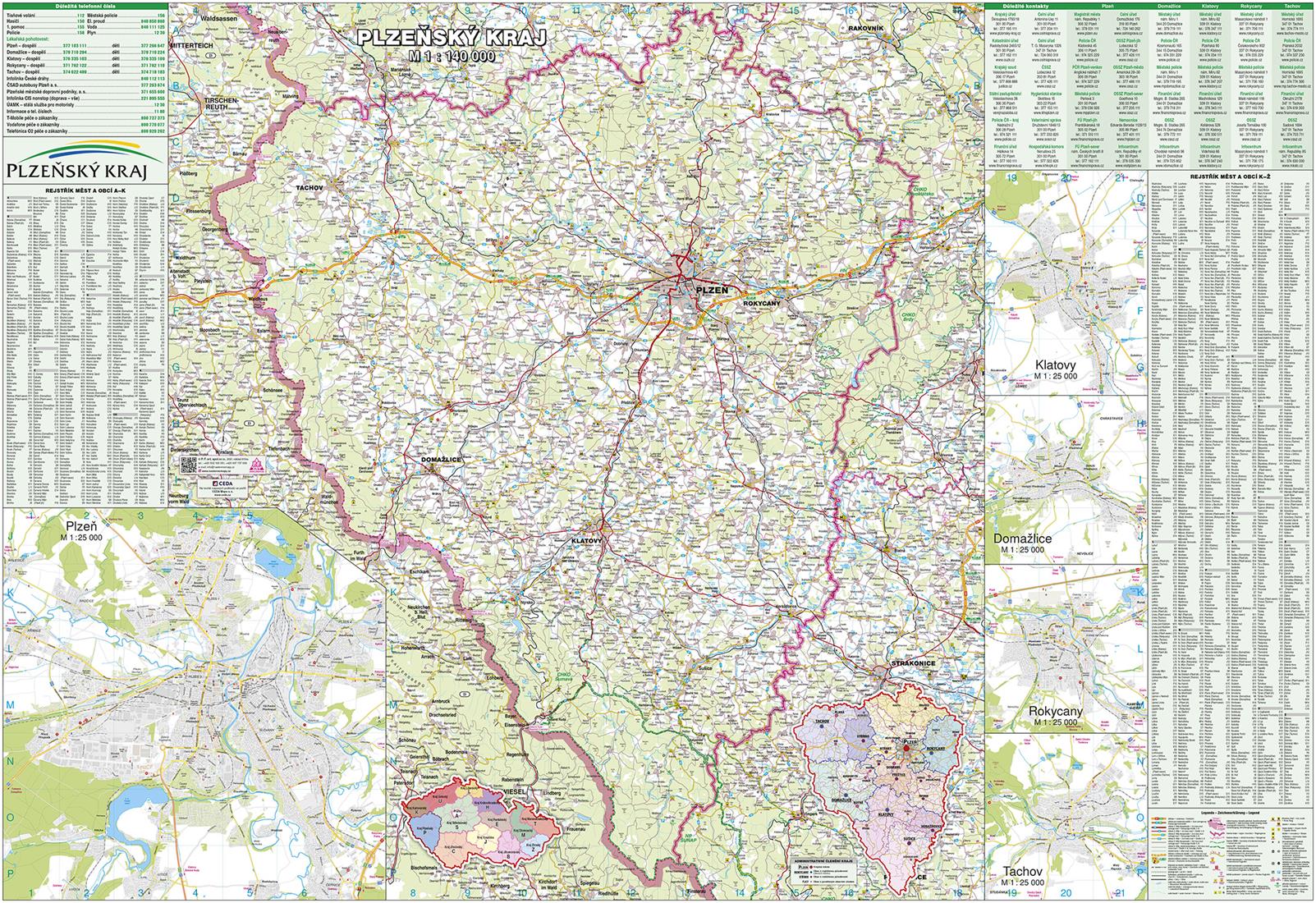 Nástěnná mapa Plzeňský kraj PF140/18