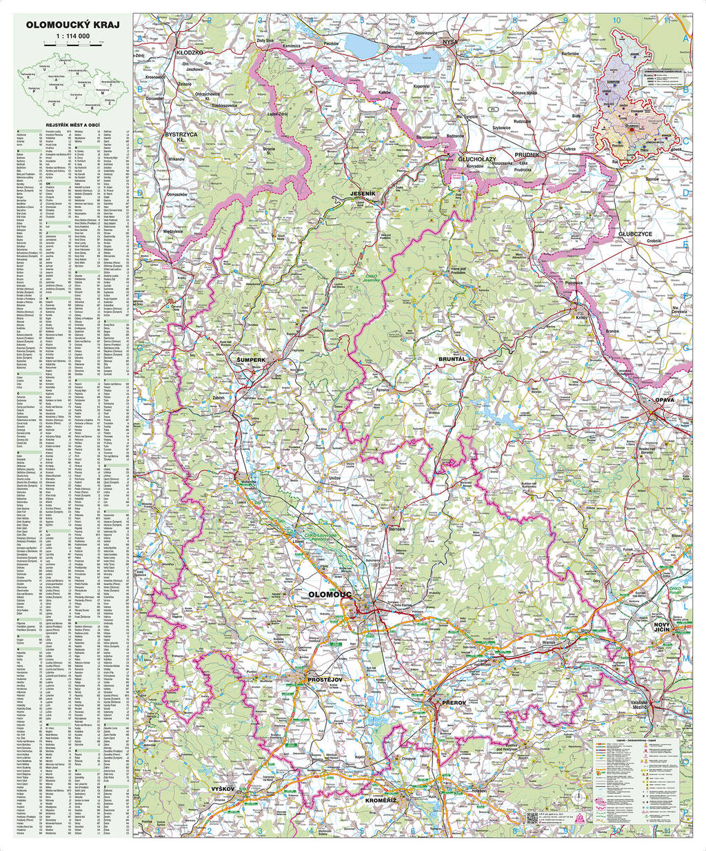 Nástěnná mapa Olomoucký kraj (PF)