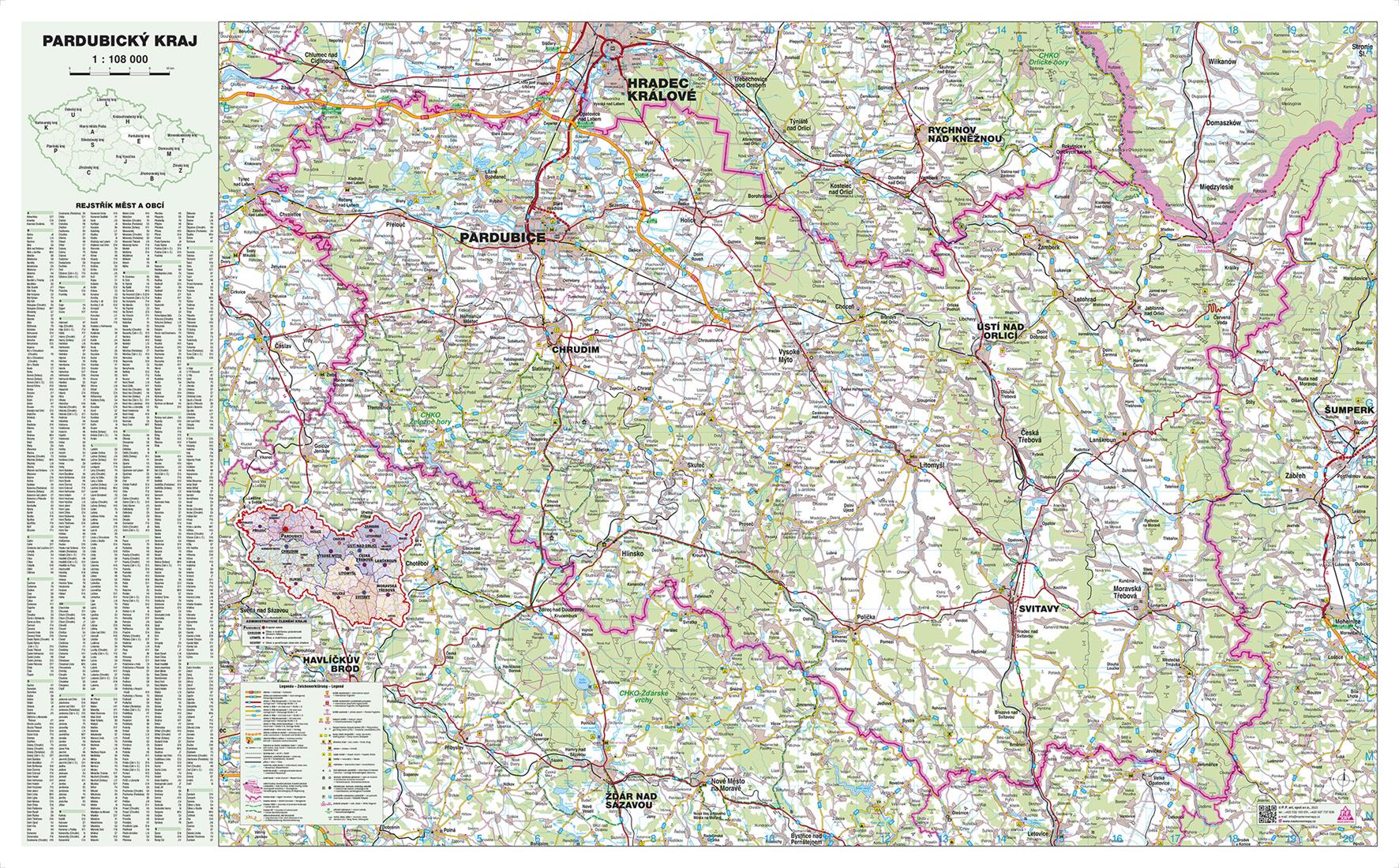 Nástěnná mapa Pardubický kraj (PF)