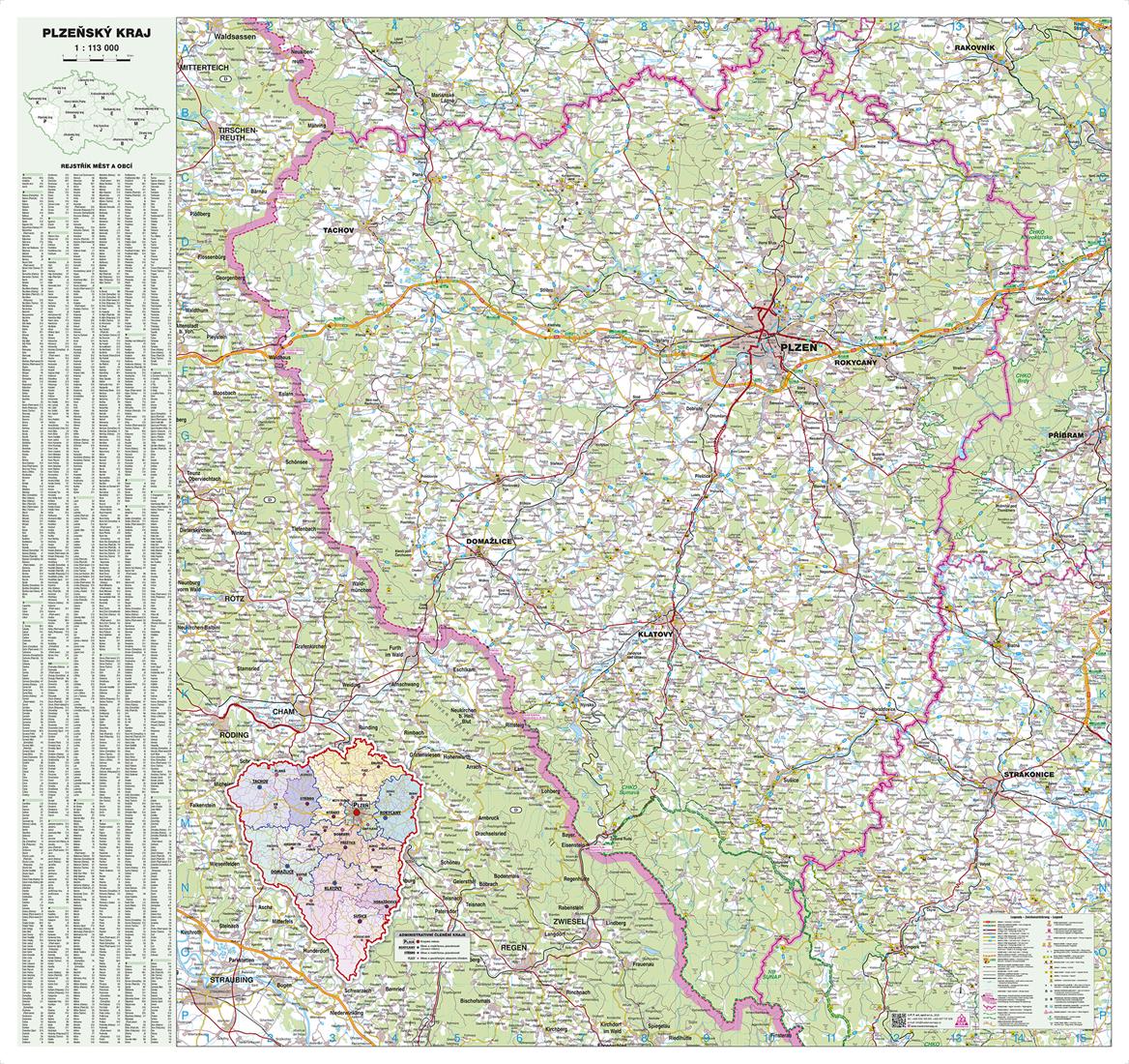 Nástěnná mapa Plzeňský kraj (PF)