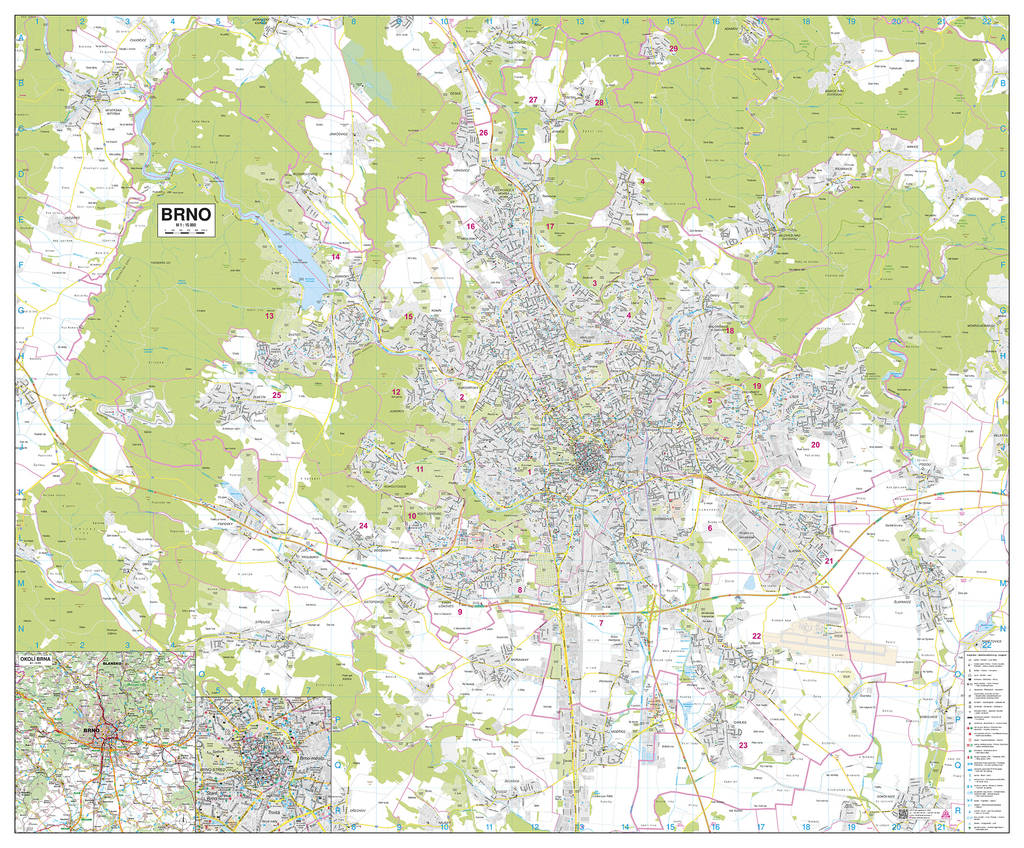 Nástěnná mapa Brno velká – 2. jakost