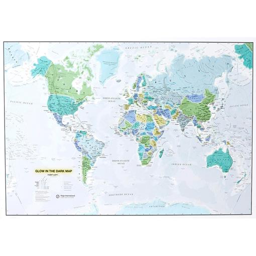 Nástěnná mapa světa fosforeskující ve tmě – 2. jakost