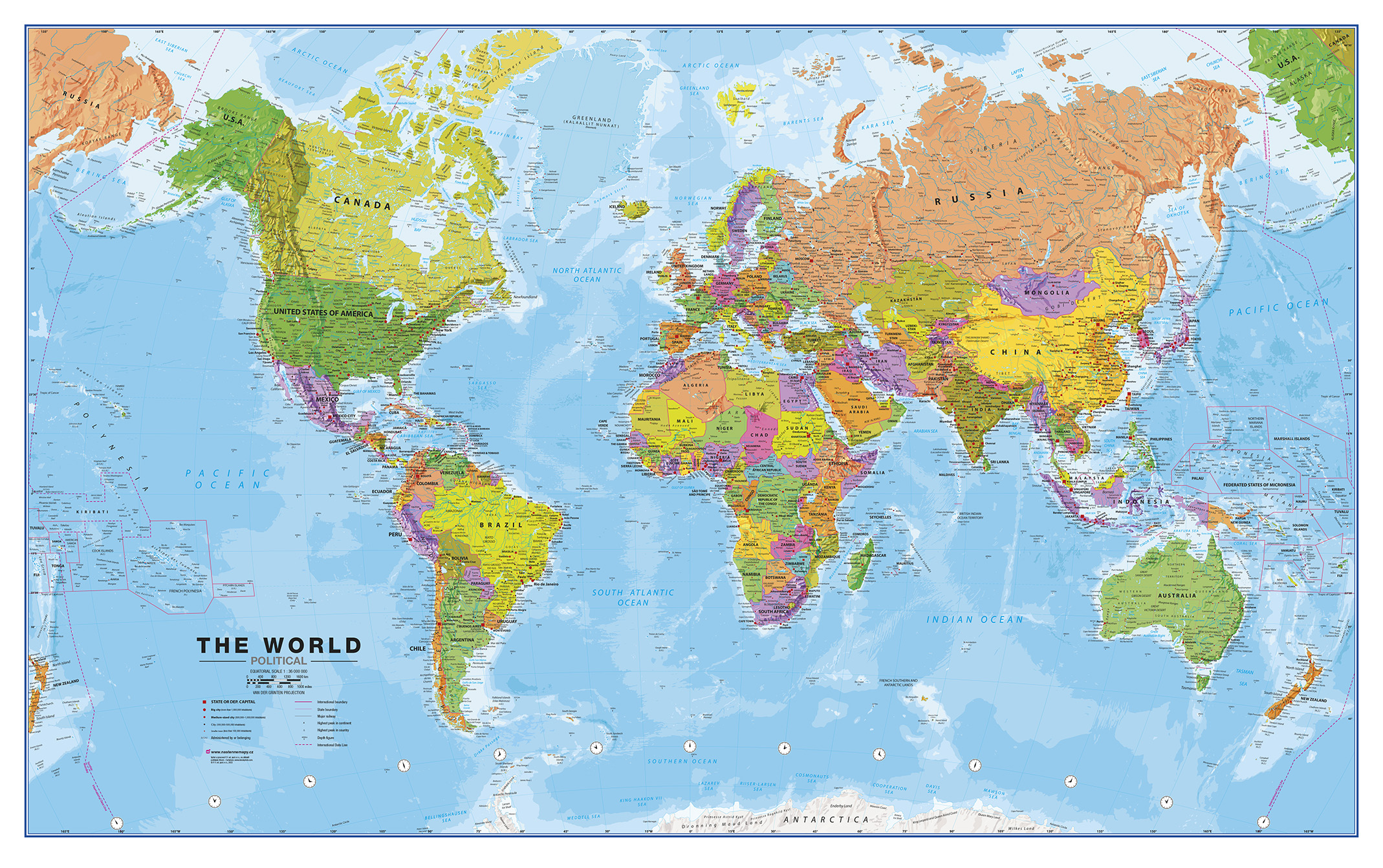 Politická nástěnná mapa světa
