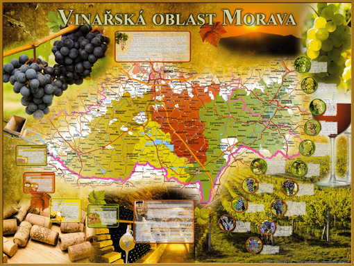 Vinařská nástěnná mapa Moravy