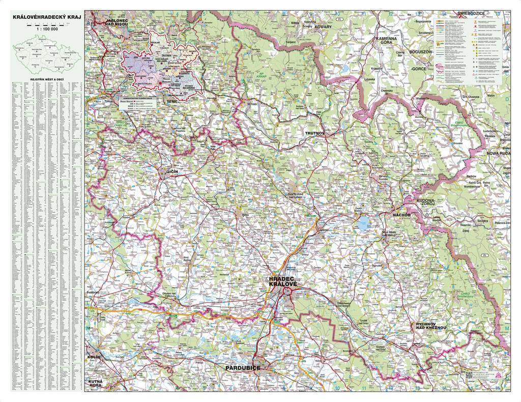 Nástěnná mapa Královéhradecký kraj (PF)