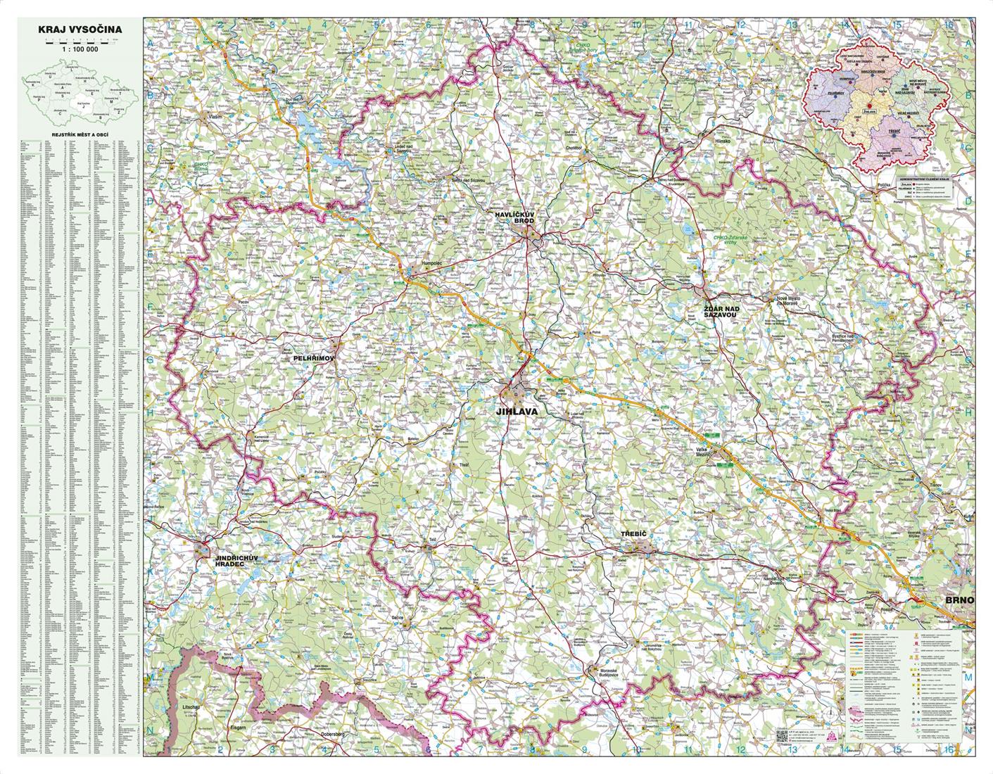 Nástěnná mapa Kraj Vysočina (PF)