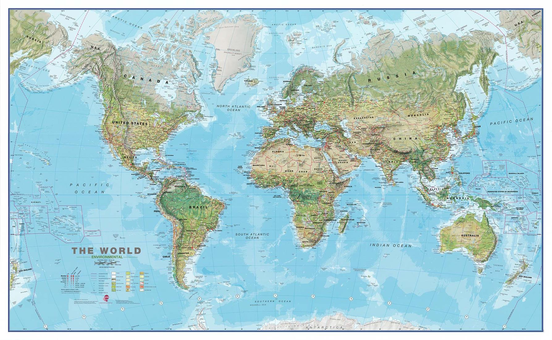 Zeměpisná nástěnná mapa světa CE20
