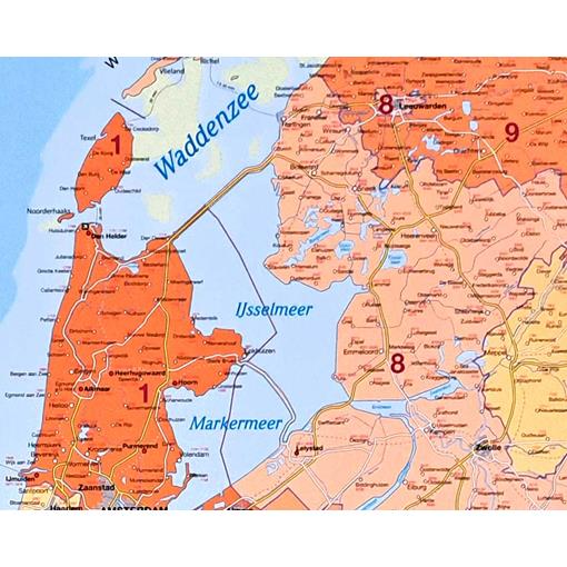 Spediční nástěnná mapa PSČ Beneluxu