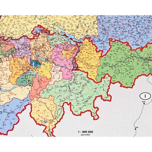 Spediční nástěnná mapa PSČ Německa, Rakouska a Švýcarska