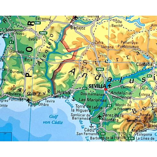 Zeměpisná nástěnná mapa Španělska a Portugalska