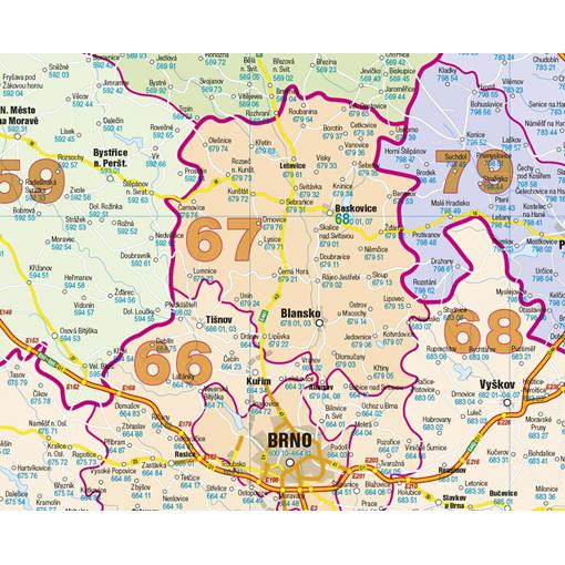 Nástěnná mapa PSČ České republiky PF440