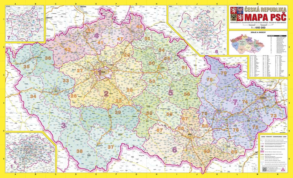 Nástěnná mapa PSČ České republiky PF440 




