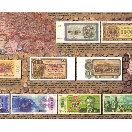 Stolní peněžní mapa Československa - Československo v penězích 1918-1992