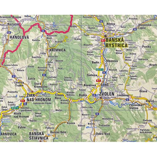 Silniční nástěnná mapa Slovenska