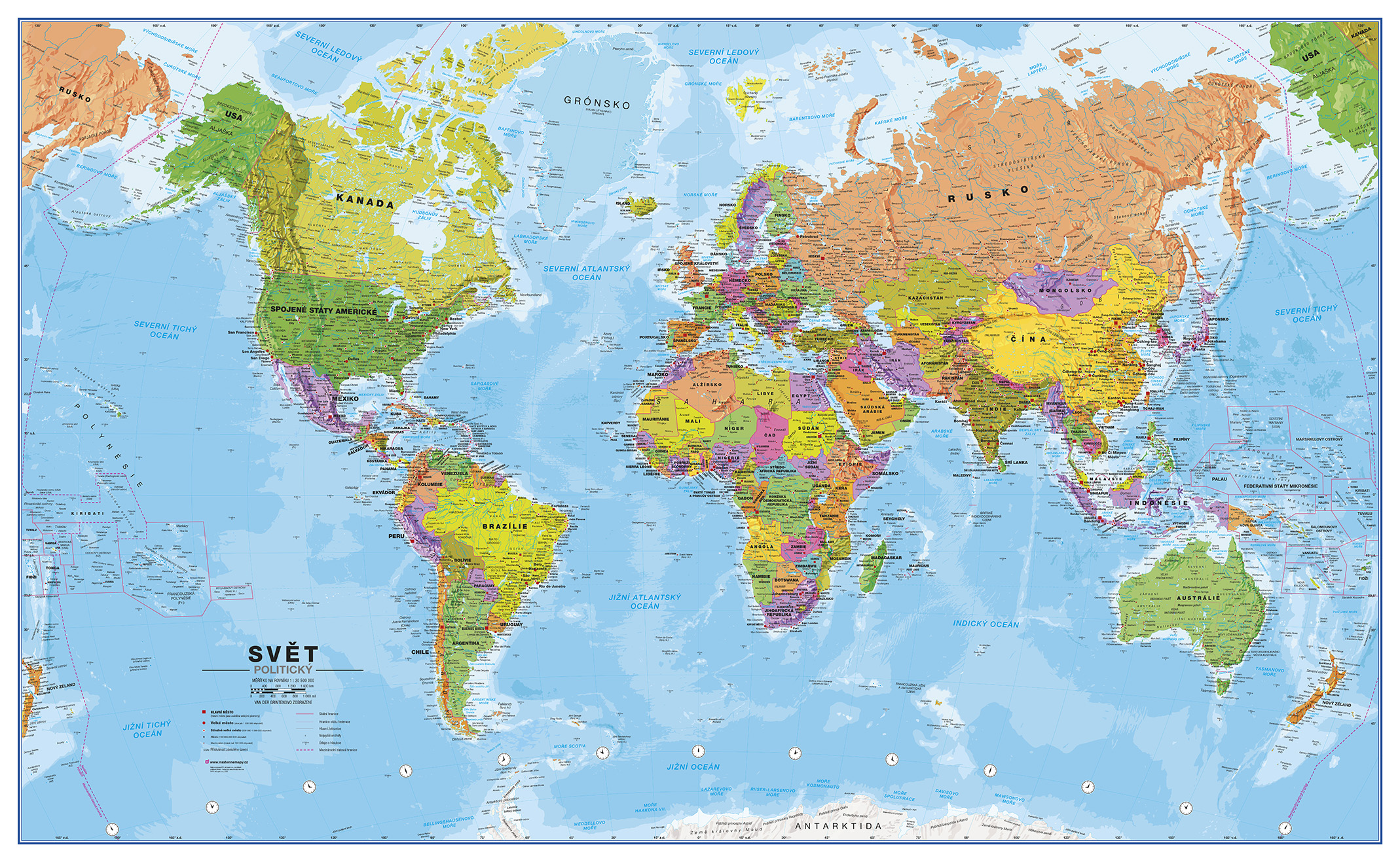 Politická nástěnná mapa světa v ČJ - 2. jakost