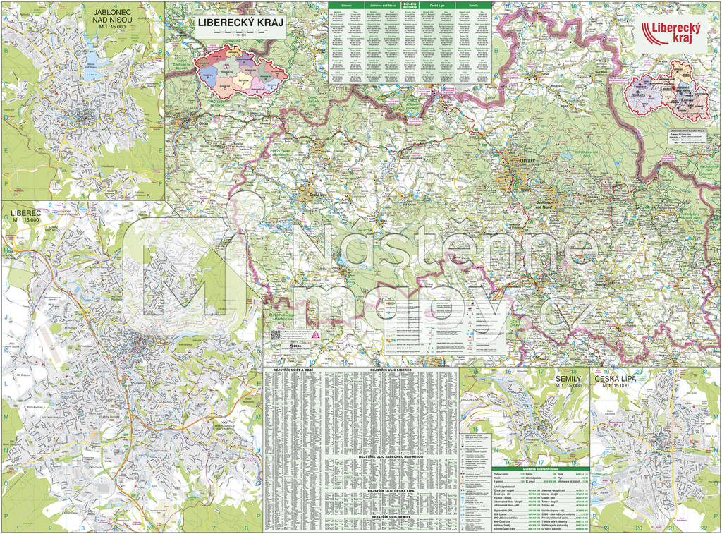 Nástěnná mapa Liberecký kraj PF100